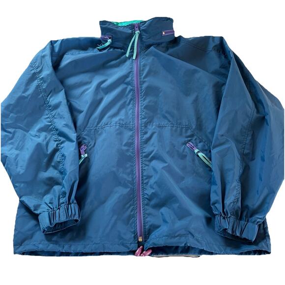 Vintage Eastern Mountain Sports Nylon Blue Rain Jacket Windbreaker Size Large - Picture 5 of 16